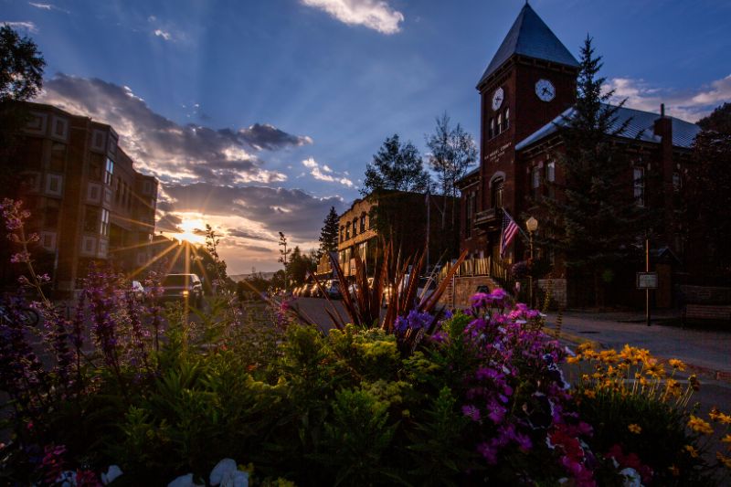 Colorado Ave. sunset in spring vacation destination Telluride, CO