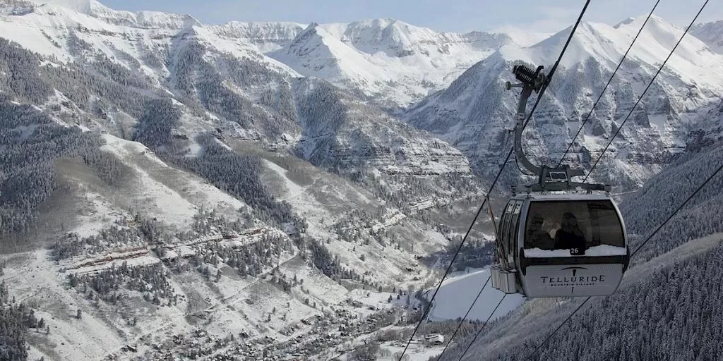 cable car Telluride in winter colorado