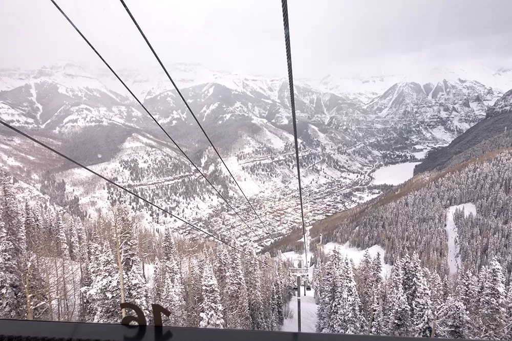 Aerial View of City of Telluride, Colorado From Ski Resort Gondo 2